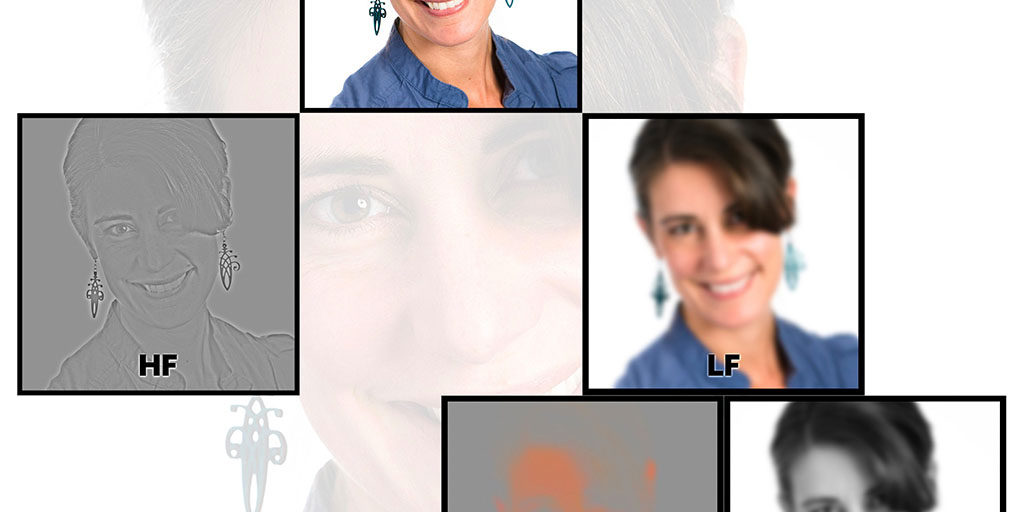 Graphic showing decomposition of image into frequency domain elements
