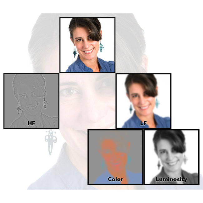 Graphic showing decomposition of image into frequency domain elements