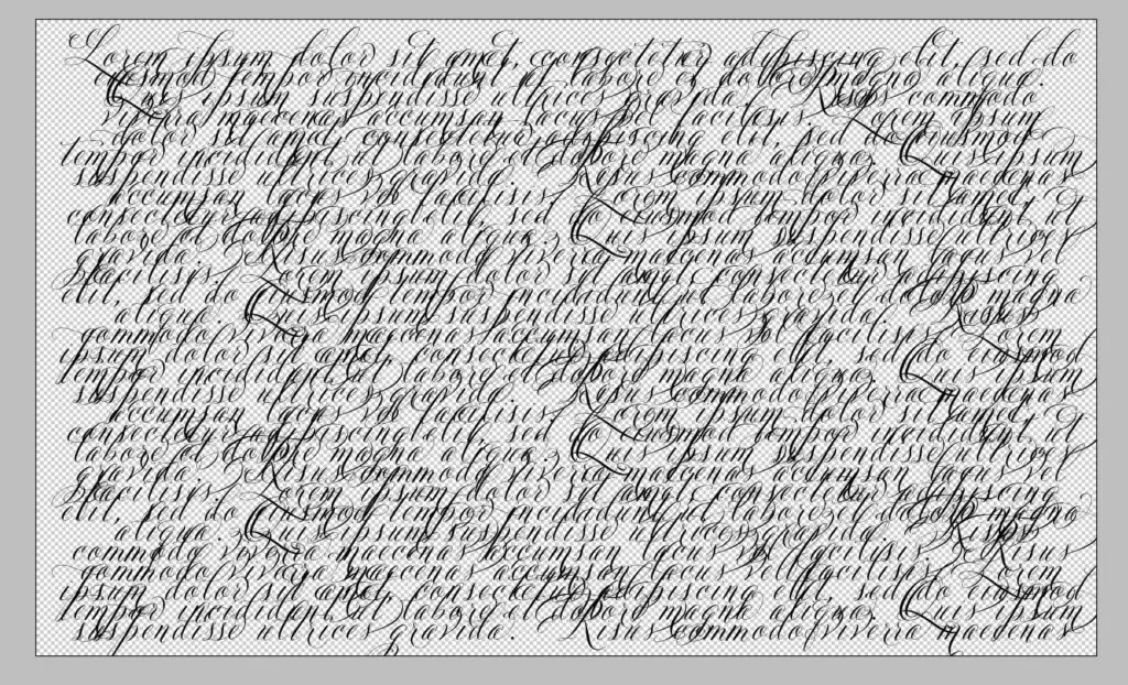 Handwritten script font in paragraph form